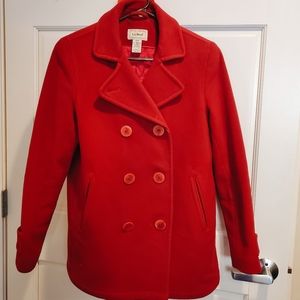 LL Bean Misses / Women's Red Pea Coat